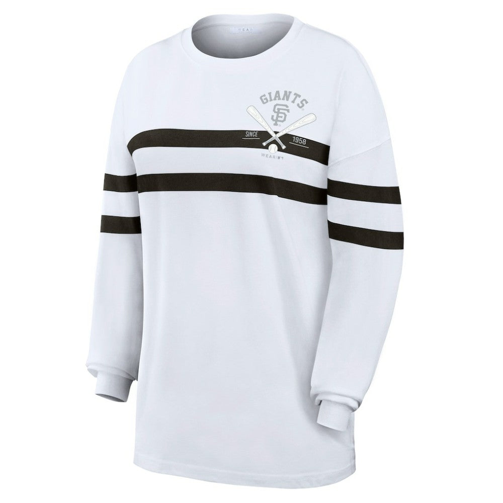 MLB San Francisco Giants WEAR by Erin Andrews Women's Oversized Long Sleeve Striped T-Shirt