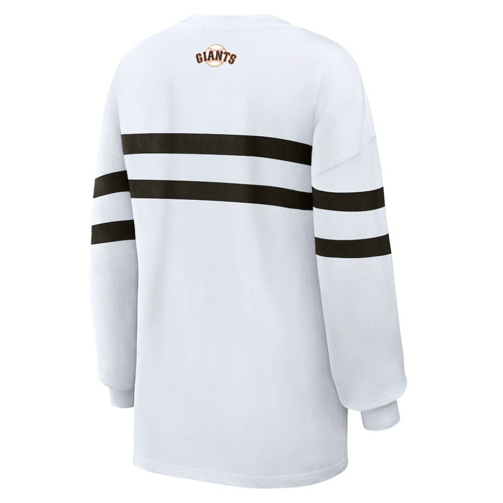 MLB San Francisco Giants WEAR by Erin Andrews Women's Oversized Long Sleeve Striped T-Shirt