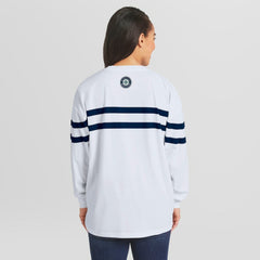 MLB Seattle Mariners WEAR by Erin Andrews Women's Oversized Long Sleeve Striped T-Shirt