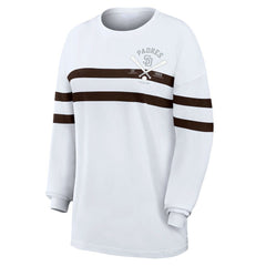 MLB San Diego Padres WEAR by Erin Andrews Women's Oversized Long Sleeve Striped T-Shirt