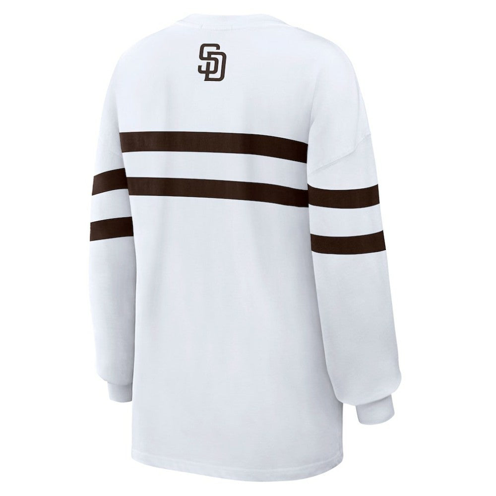 MLB San Diego Padres WEAR by Erin Andrews Women's Oversized Long Sleeve Striped T-Shirt