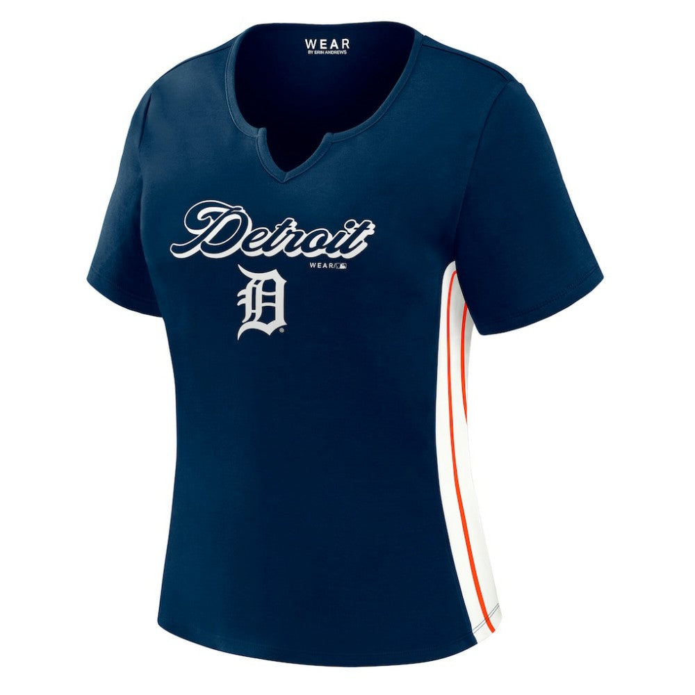 MLB Detroit Tigers WEAR by Erin Andrews Women's Notch Neck Cropped T-Shirt