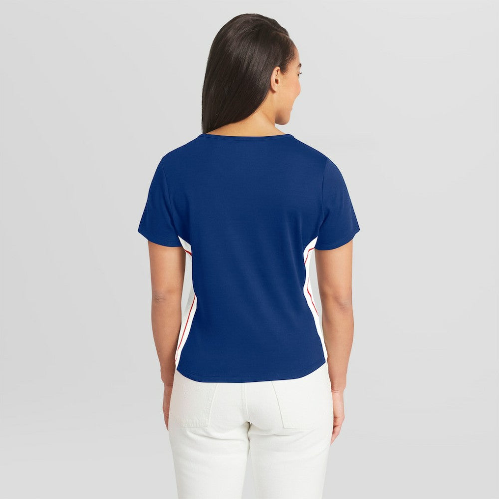 MLB Chicago Cubs WEAR by Erin Andrews Women's Notch Neck Cropped T-Shirt