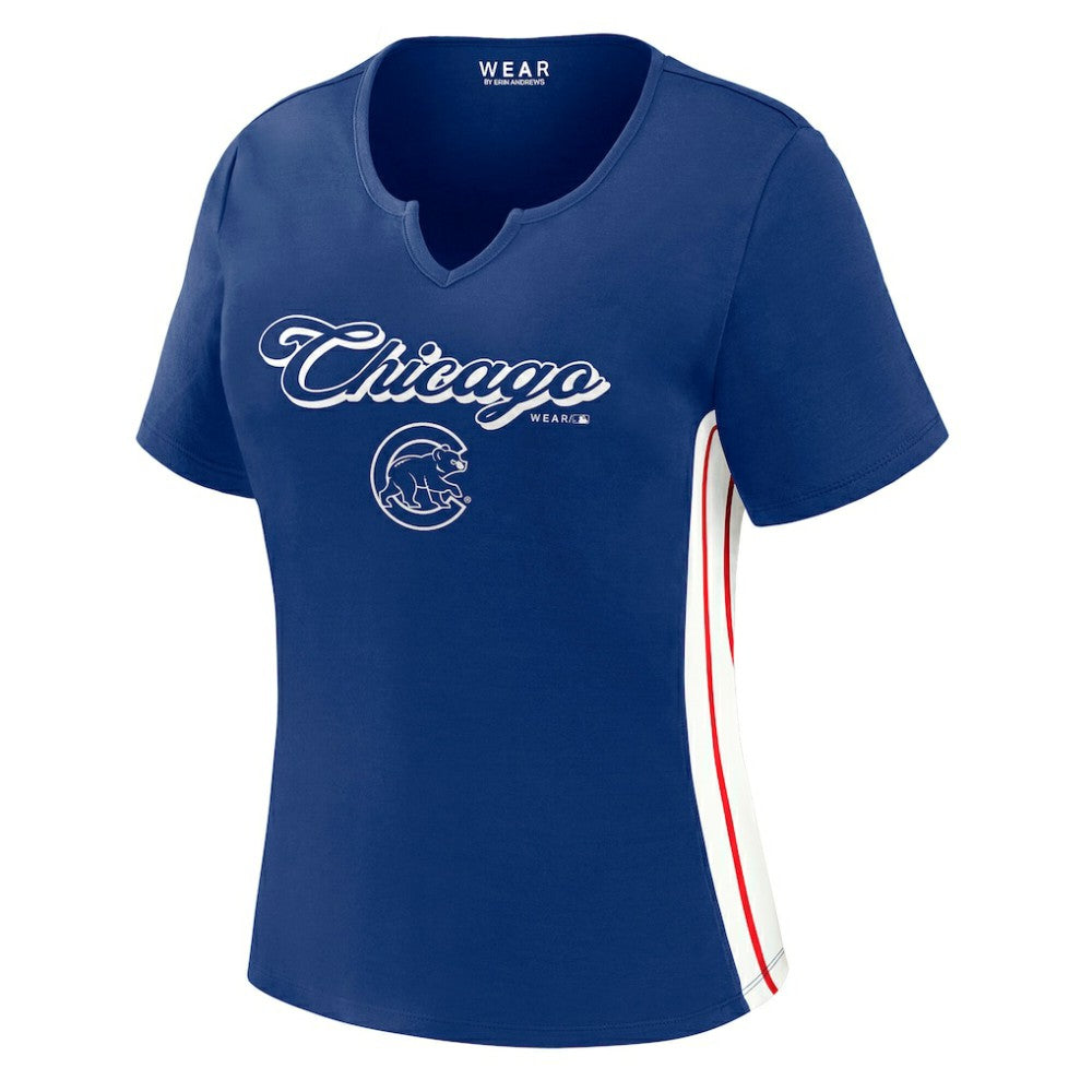 MLB Chicago Cubs WEAR by Erin Andrews Women's Notch Neck Cropped T-Shirt