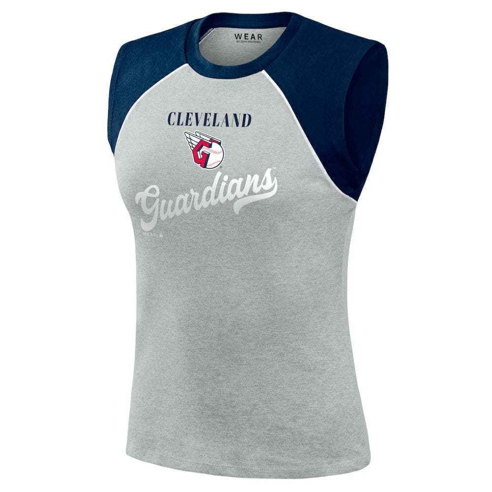 MLB Cleveland Guardians WEAR by Erin Andrews Women's Cropped Raglan Tank Top