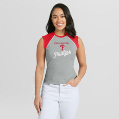 MLB Philadelphia Phillies WEAR by Erin Andrews Women's Cropped Raglan Tank Top