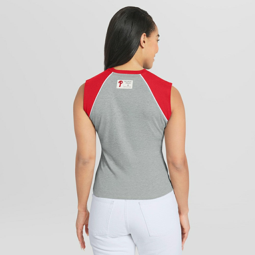 MLB Philadelphia Phillies WEAR by Erin Andrews Women's Cropped Raglan Tank Top