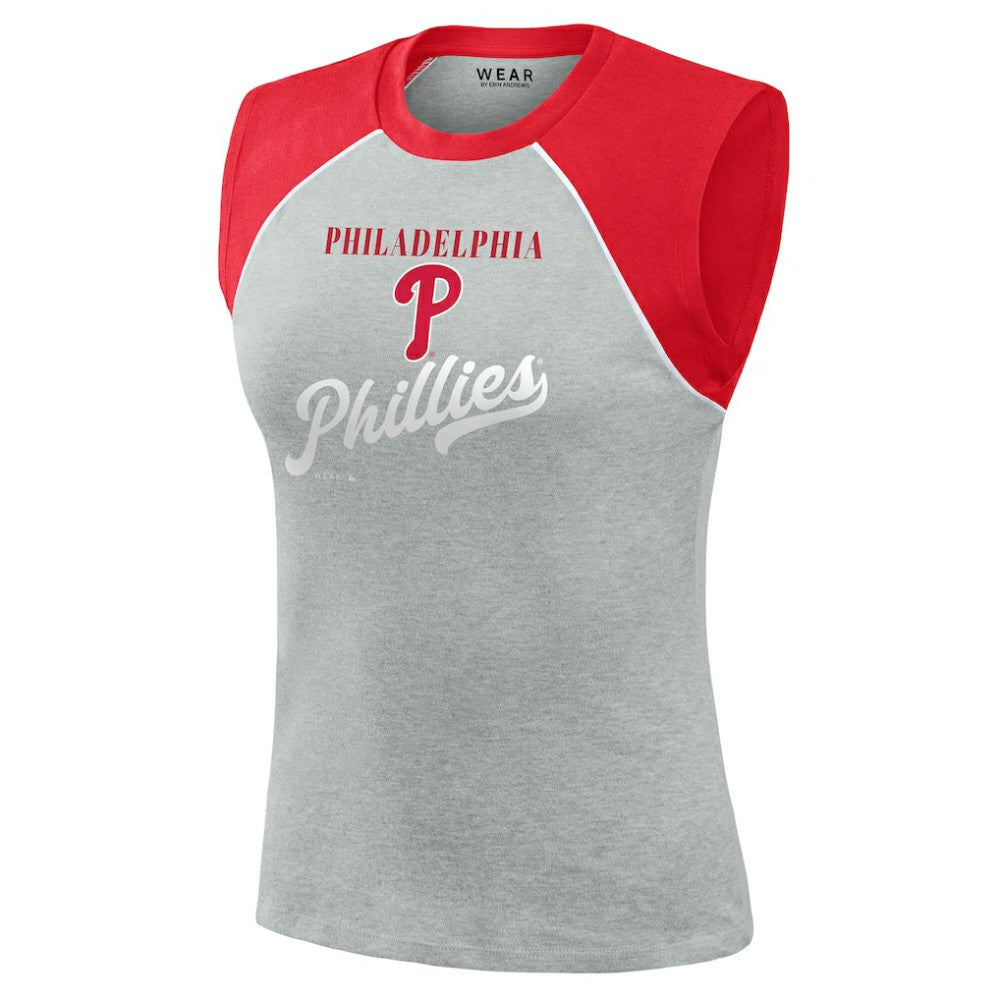 MLB Philadelphia Phillies WEAR by Erin Andrews Women's Cropped Raglan Tank Top