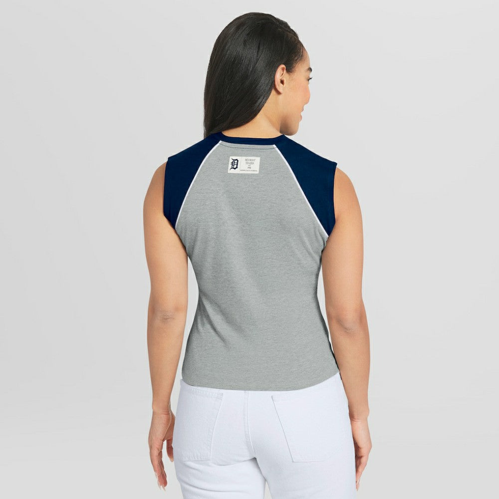 MLB Detroit Tigers WEAR by Erin Andrews Women's Cropped Raglan Tank Top
