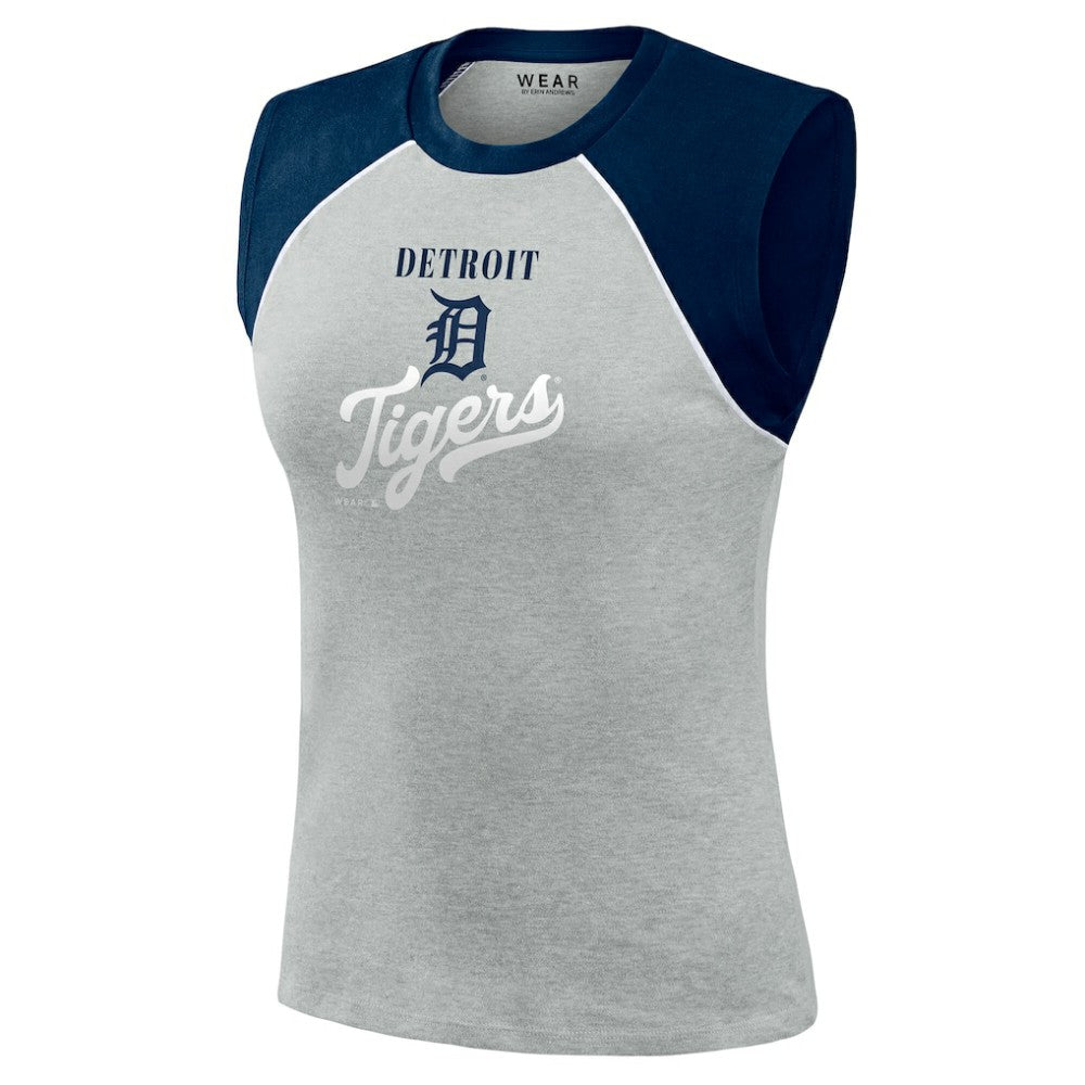 MLB Detroit Tigers WEAR by Erin Andrews Women's Cropped Raglan Tank Top