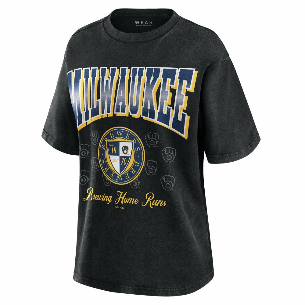 MLB Milwaukee Brewers WEAR by Erin Andrews Women's Oversized Boyfriend T-Shirt