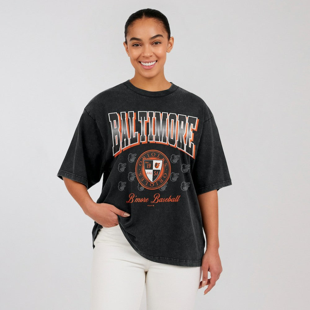 MLB Baltimore Orioles WEAR by Erin Andrews Women's Oversized Boyfriend T-Shirt