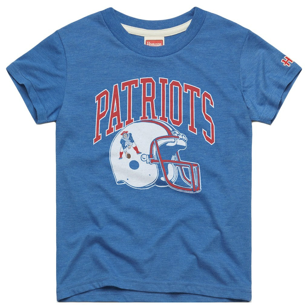 Homage Youth Helmet Retro Tri-Blend T-Shirt - New England Patriots