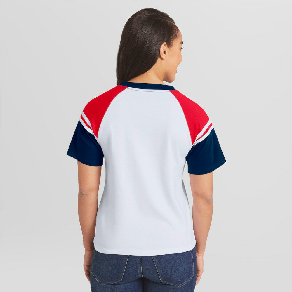 MLB Atlanta Braves WEAR by Erin Andrews Women's Striped Raglan T-Shirt