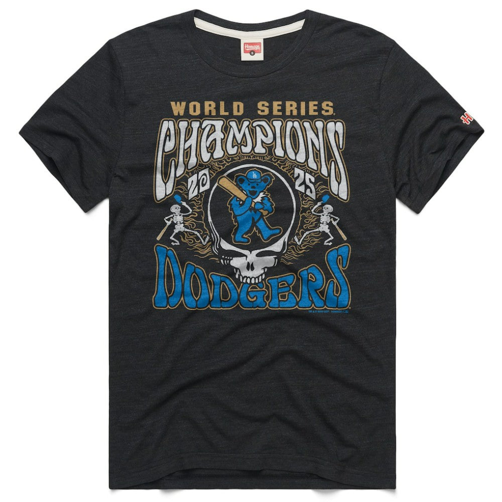 MLB Los Angeles Dodgers x Grateful Dead Homage 2026 Gold Collection Label Tri-Blend T-Shirt