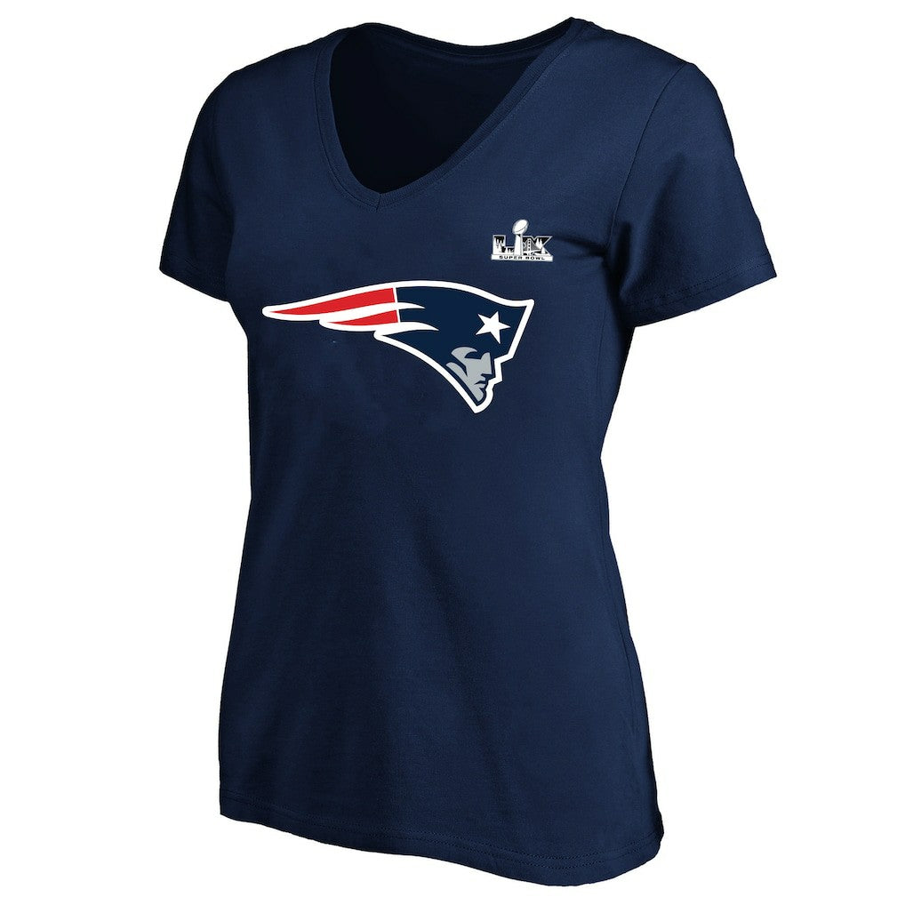 Drake Maye  Women's Super Bowl LX Patch Plus Size Name & Number V-Neck T-Shirt - New England Patriots
