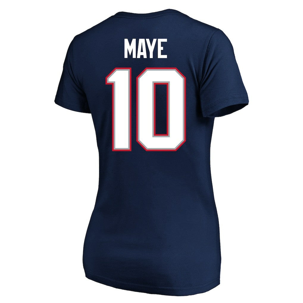 Drake Maye  Women's Super Bowl LX Patch Plus Size Name & Number V-Neck T-Shirt - New England Patriots