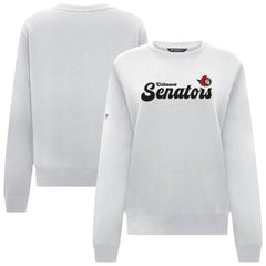 NHL White Ottawa Senators Levelwear Women's Yvette Big Script Tri-Blend Sweatshirt