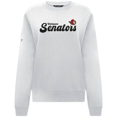 NHL White Ottawa Senators Levelwear Women's Yvette Big Script Tri-Blend Sweatshirt