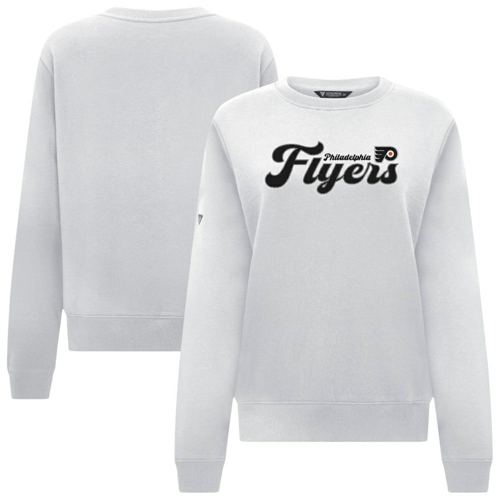NHL White Philadelphia Flyers Levelwear Women's Yvette Big Script Tri-Blend Sweatshirt