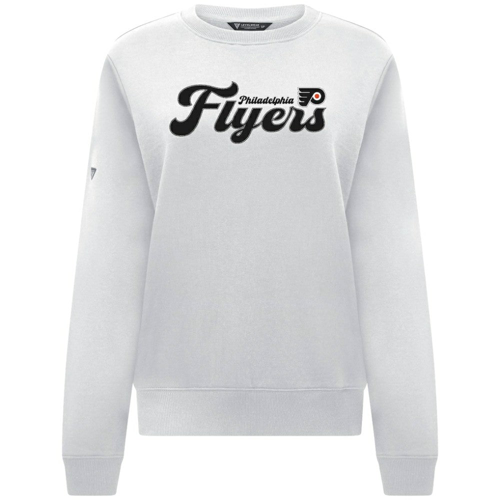 NHL White Philadelphia Flyers Levelwear Women's Yvette Big Script Tri-Blend Sweatshirt