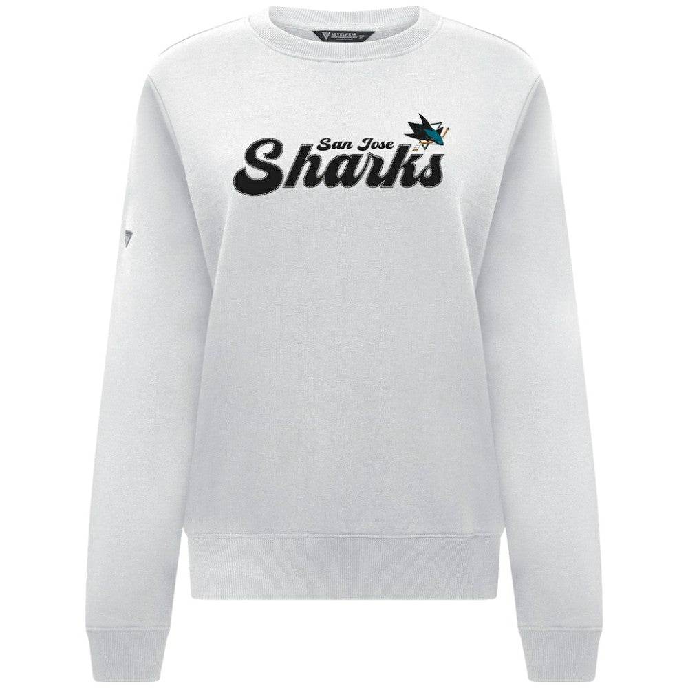 NHL White San Jose Sharks Levelwear Women's Yvette Big Script Tri-Blend Sweatshirt