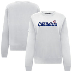 NHL White Montreal Canadiens Levelwear Women's Yvette Big Script Tri-Blend Sweatshirt