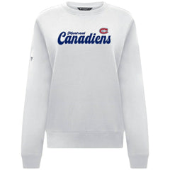 NHL White Montreal Canadiens Levelwear Women's Yvette Big Script Tri-Blend Sweatshirt