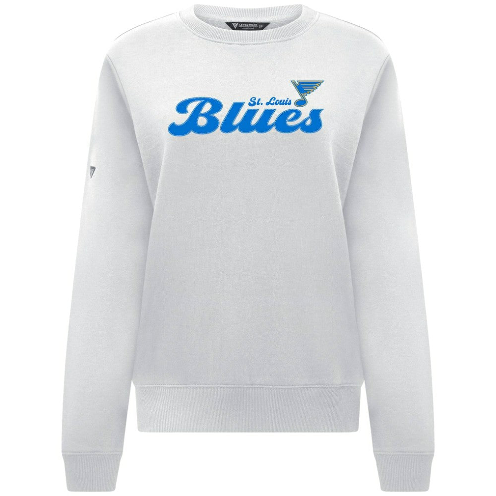 NHL White St. Louis Blues Levelwear Women's Yvette Big Script Tri-Blend Sweatshirt