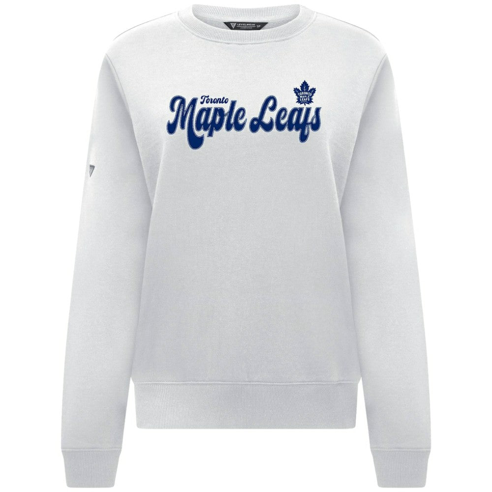 NHL White Toronto Maple Leafs Levelwear Women's Yvette Big Script Tri-Blend Sweatshirt