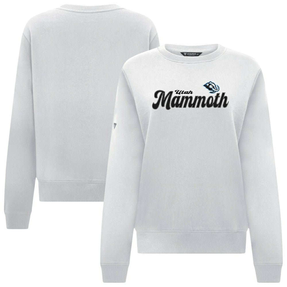 NHL White Utah Mammoth Levelwear Women's Yvette Big Script Tri-Blend Sweatshirt