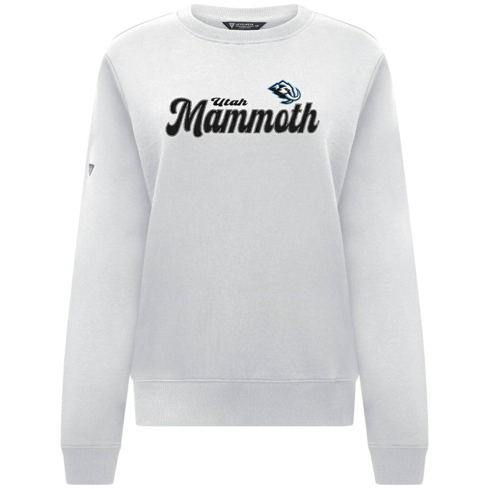 NHL White Utah Mammoth Levelwear Women's Yvette Big Script Tri-Blend Sweatshirt