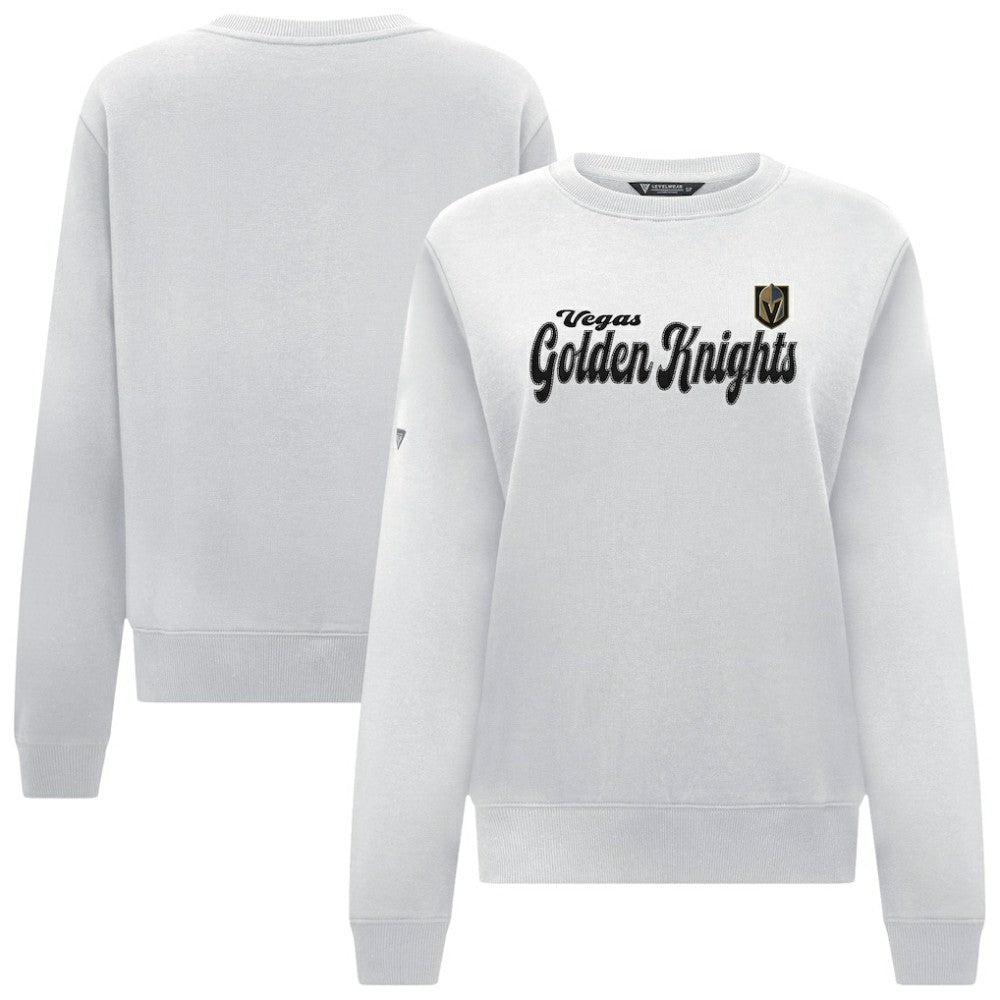 NHL White Vegas Golden Knights Levelwear Women's Yvette Big Script Tri-Blend Sweatshirt