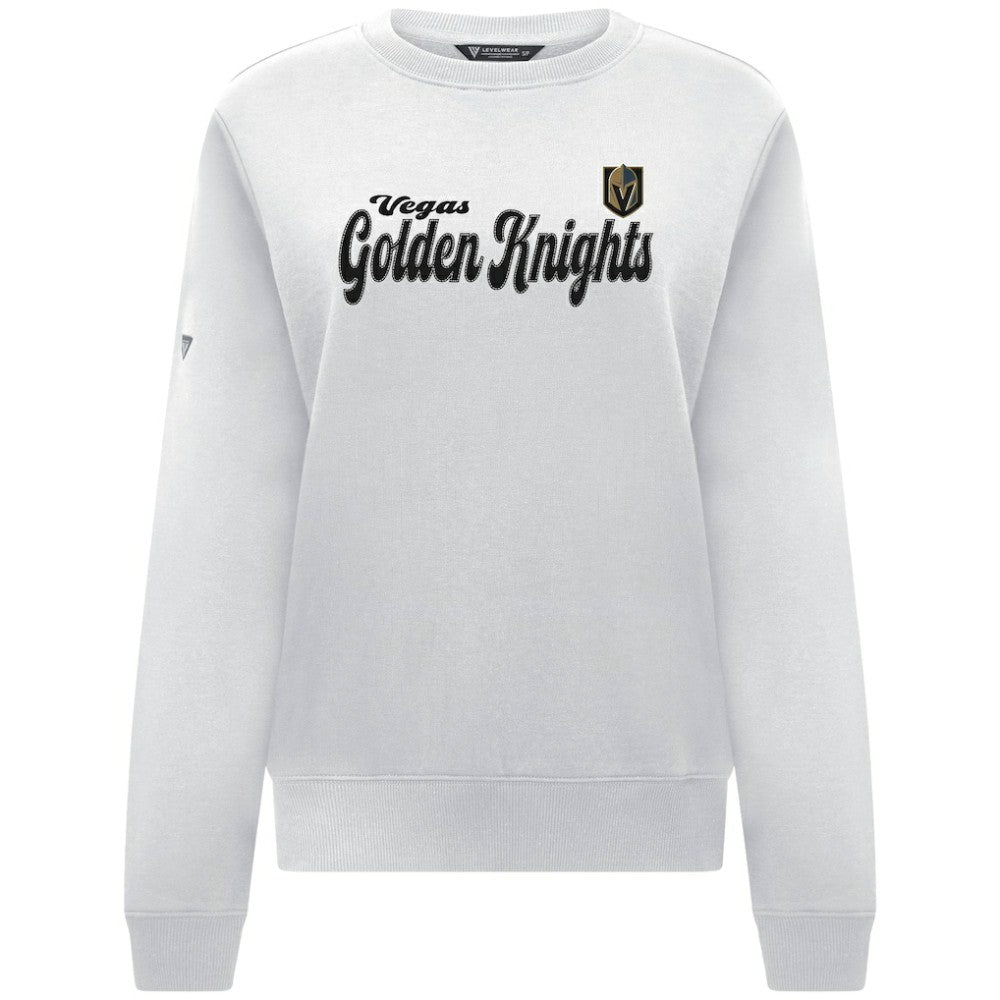 NHL White Vegas Golden Knights Levelwear Women's Yvette Big Script Tri-Blend Sweatshirt