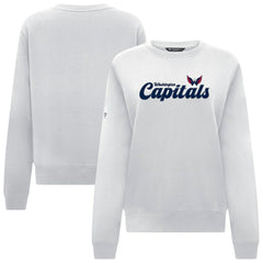 NHL White Washington Capitals Levelwear Women's Yvette Big Script Tri-Blend Sweatshirt
