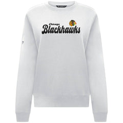 NHL White Chicago Blackhawks Levelwear Women's Yvette Big Script Tri-Blend Sweatshirt