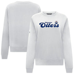 NHL White Edmonton Oilers Levelwear Women's Yvette Big Script Tri-Blend Sweatshirt