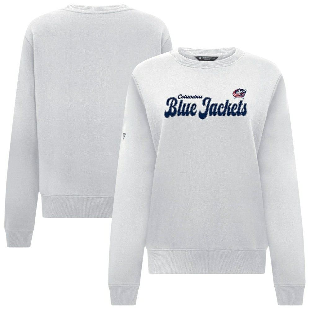 NHL White Columbus Blue Jackets Levelwear Women's Yvette Big Script Tri-Blend Sweatshirt
