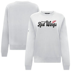 NHL White Detroit Red Wings Levelwear Women's Yvette Big Script Tri-Blend Sweatshirt