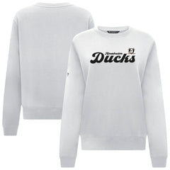 NHL White Anaheim Ducks Levelwear Women's Yvette Big Script Tri-Blend Sweatshirt