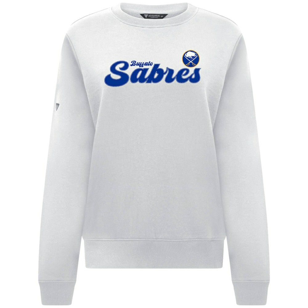 NHL White Buffalo Sabres Levelwear Women's Yvette Big Script Tri-Blend Sweatshirt