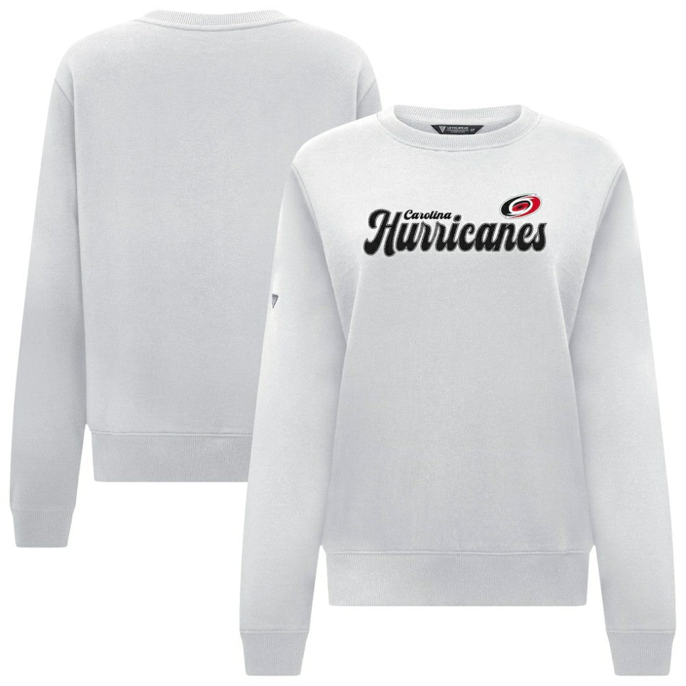 NHL White Carolina Hurricanes Levelwear Women's Yvette Big Script Tri-Blend Sweatshirt