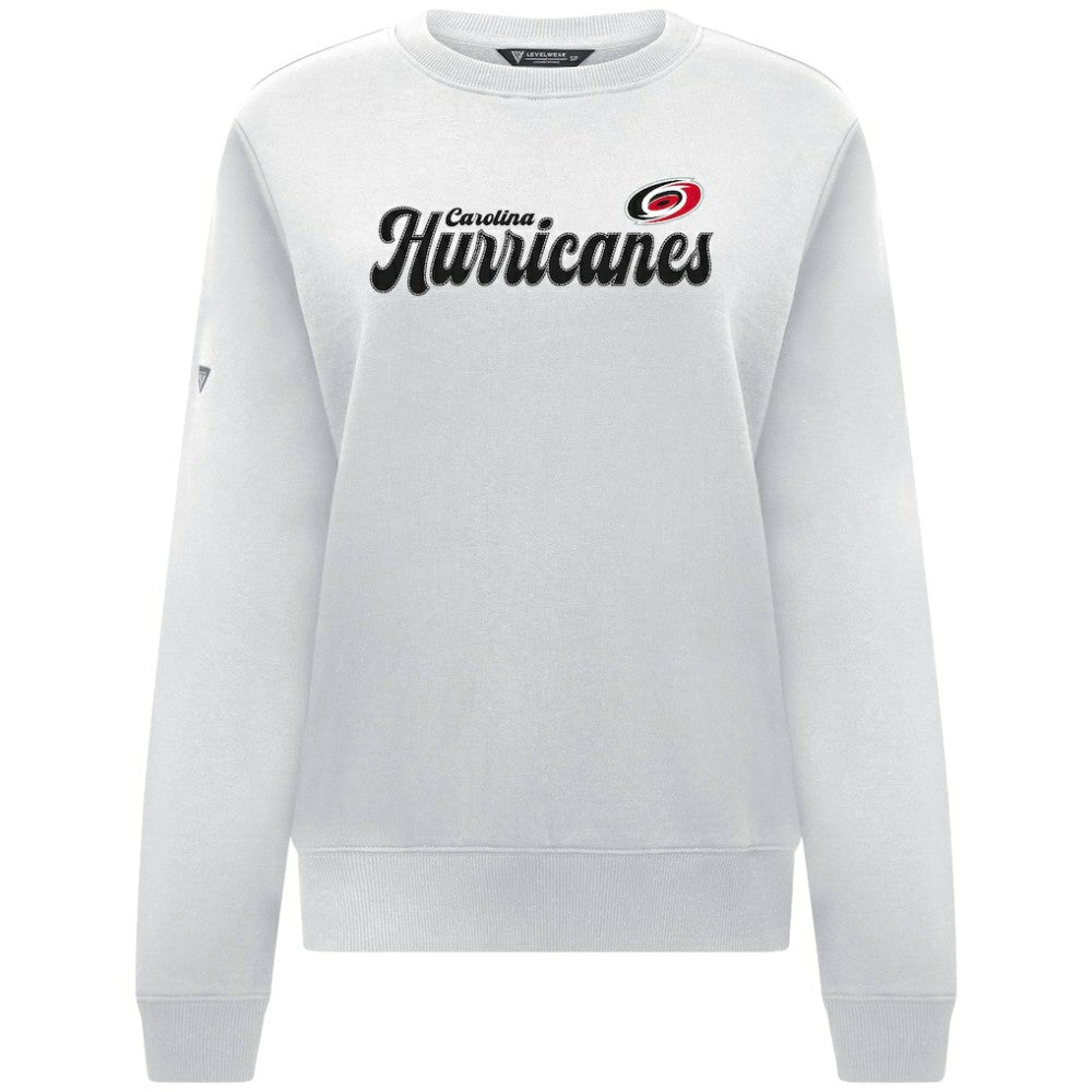 NHL White Carolina Hurricanes Levelwear Women's Yvette Big Script Tri-Blend Sweatshirt