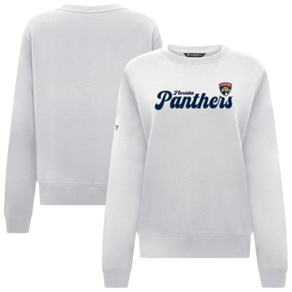 NHL White Florida Panthers Levelwear Women's Yvette Big Script Tri-Blend Sweatshirt