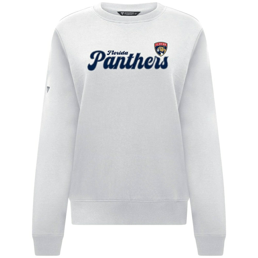 NHL White Florida Panthers Levelwear Women's Yvette Big Script Tri-Blend Sweatshirt