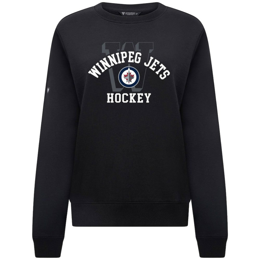 NHL Black Winnipeg Jets Levelwear Women's Yvette Limelight Big Letter Sweatshirt
