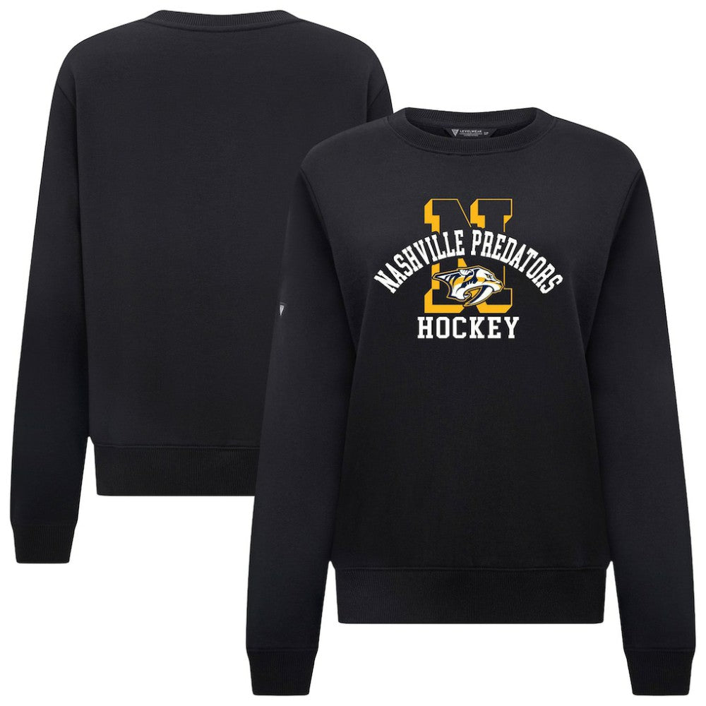 NHL Black Nashville Predators Levelwear Women's Yvette Limelight Big Letter Sweatshirt