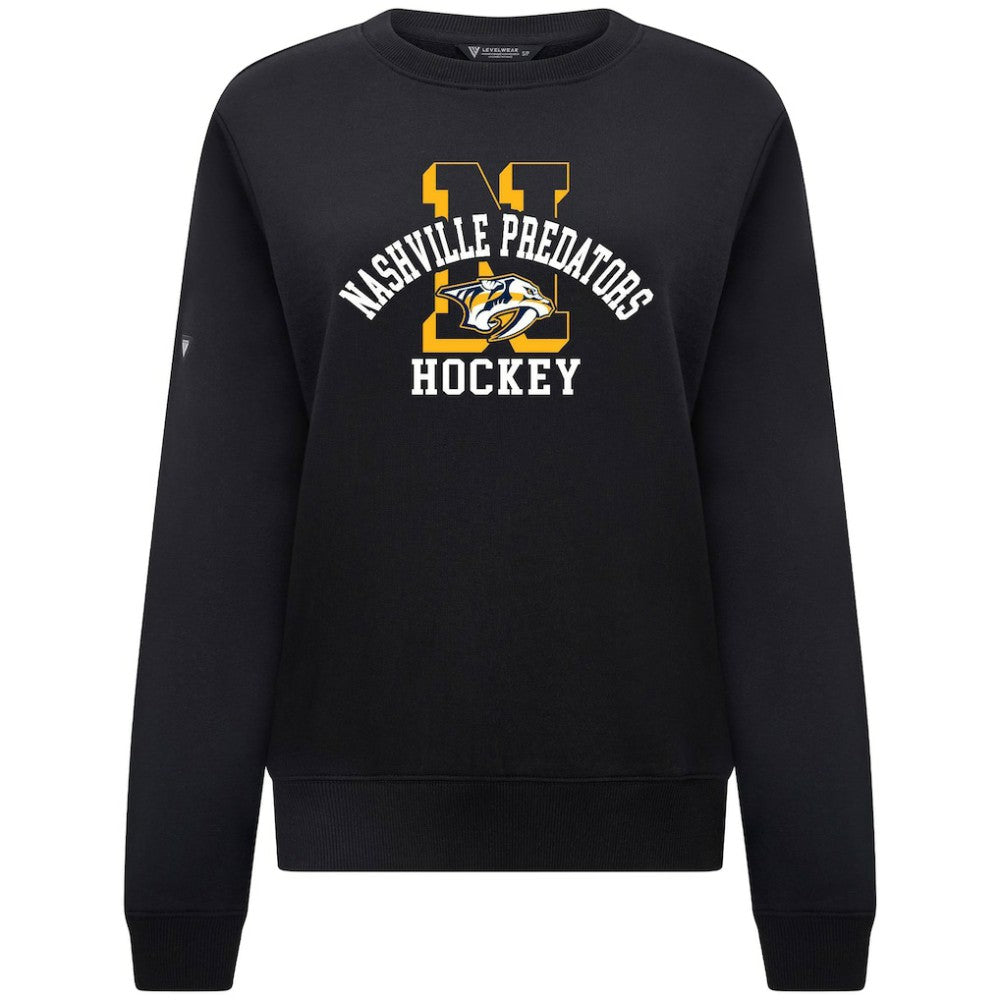 NHL Black Nashville Predators Levelwear Women's Yvette Limelight Big Letter Sweatshirt