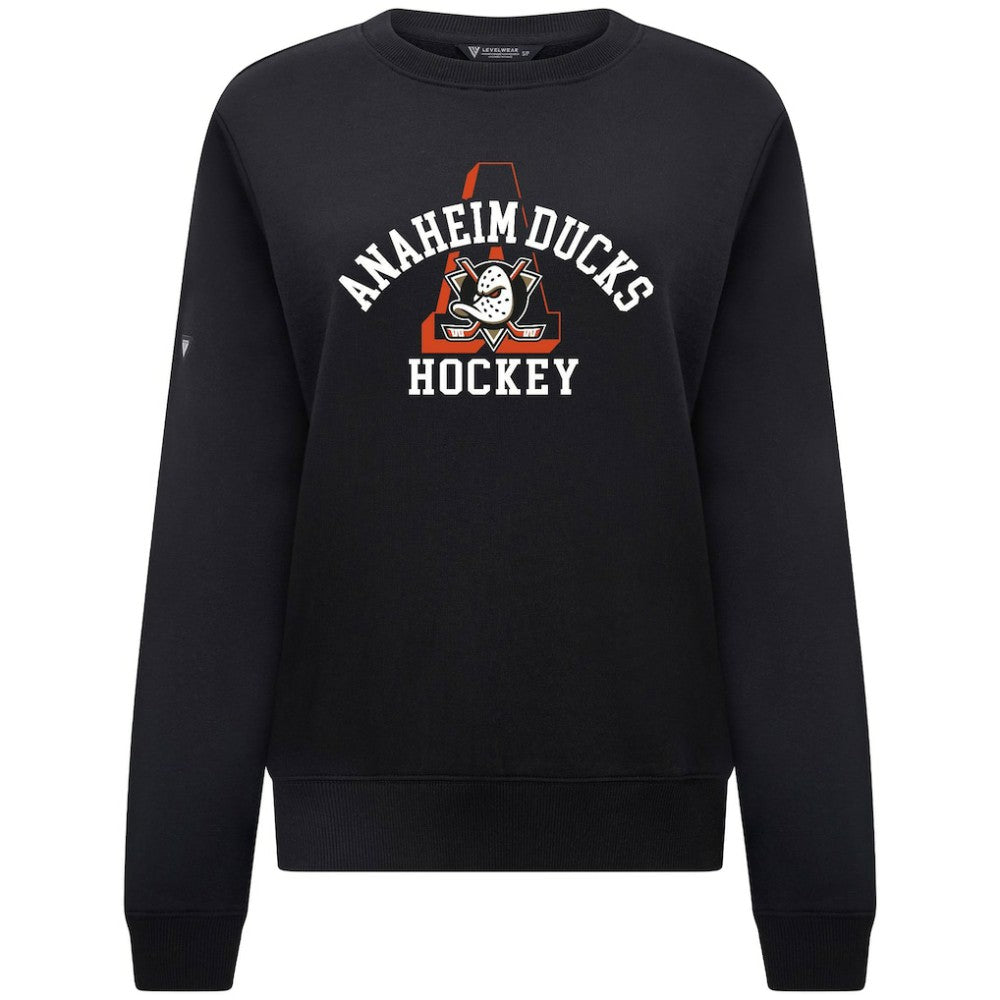 NHL Black Anaheim Ducks Levelwear Women's Yvette Limelight Big Letter Sweatshirt