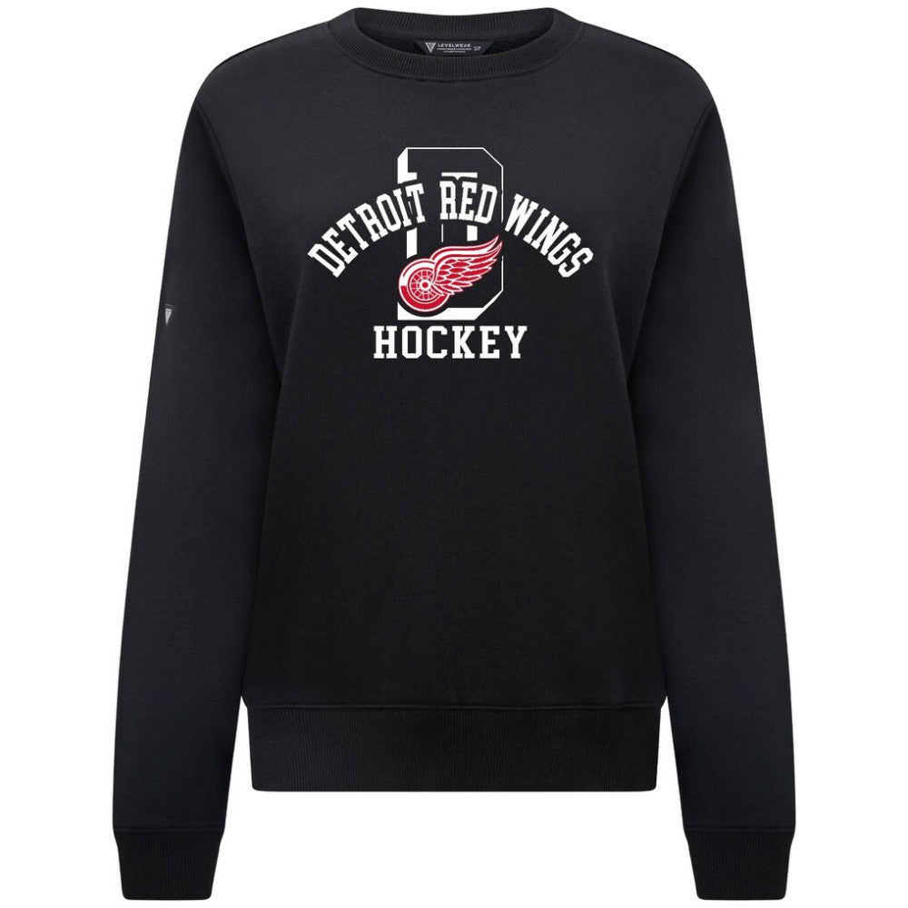 NHL Black Detroit Red Wings Levelwear Women's Yvette Limelight Big Letter Sweatshirt